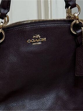 Coach Pebbled Leather Shoulder Bag in Deep Brown with Gold Hardware